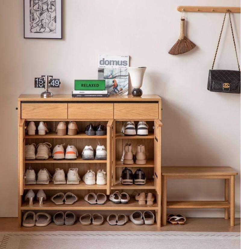 Oak Solid Wood Capacity Shoe Cabinet