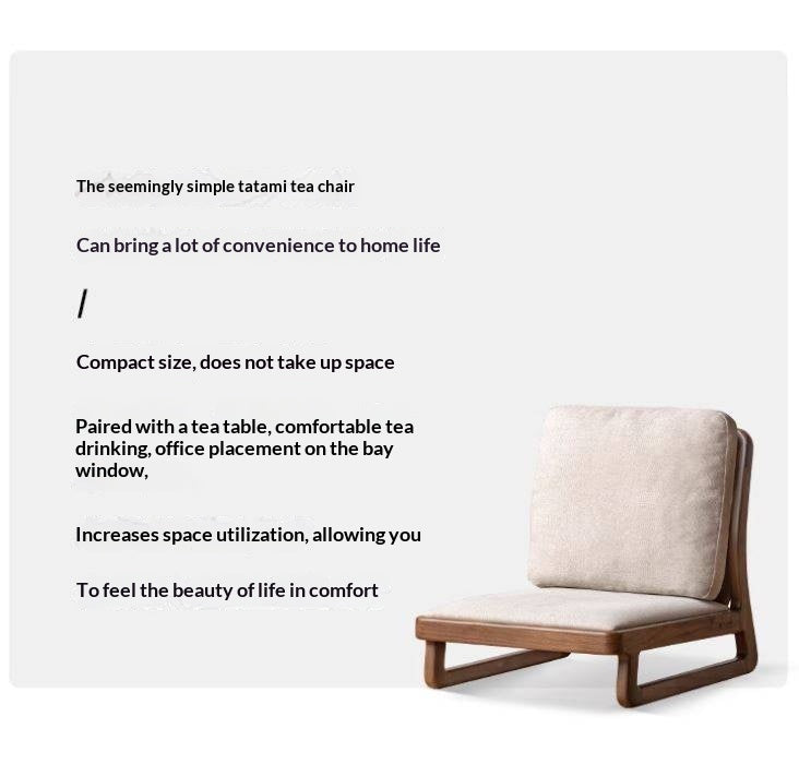 Black Walnut, Oak Solid Wood Tatami Tea Chair Low Back