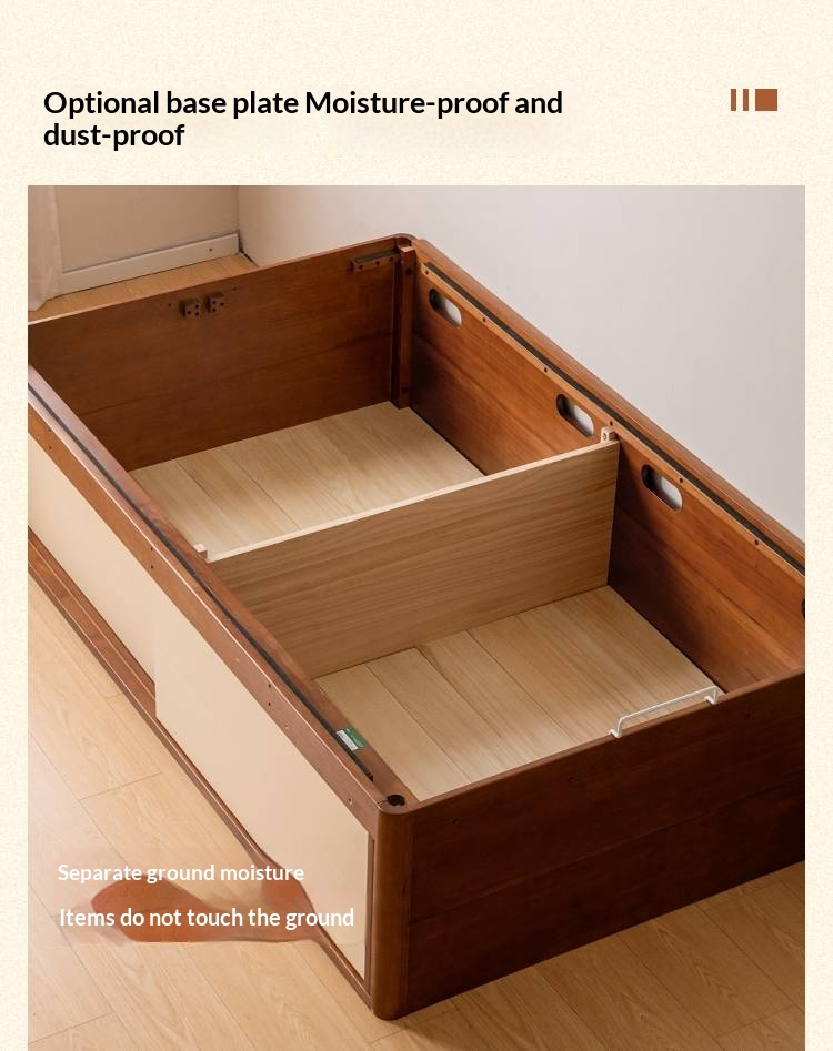 Rubberwood Solid Wood Kids’ Platform Bed and Hidden Storage