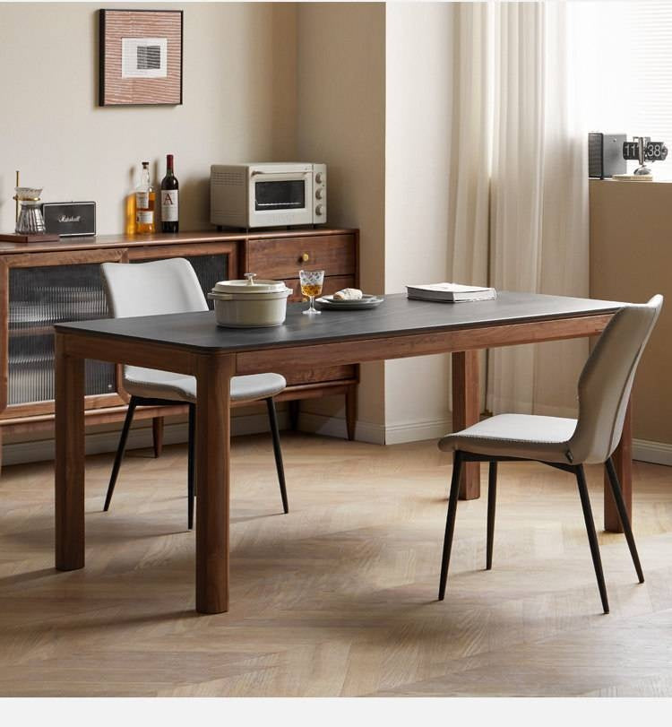 Black Walnut, Sandalwood Solid Wood Rock Slab Dining Table