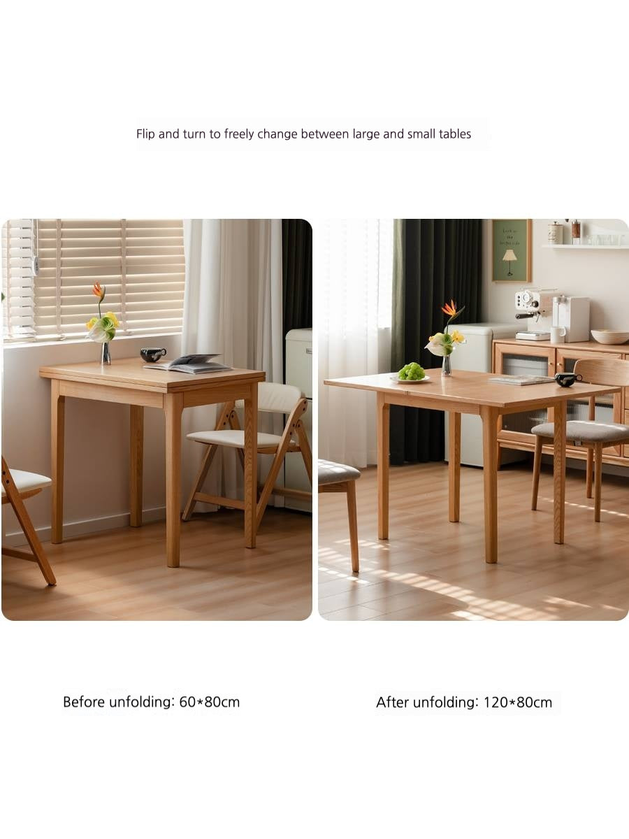 Oak Solid Wood Folding Small Dining Table