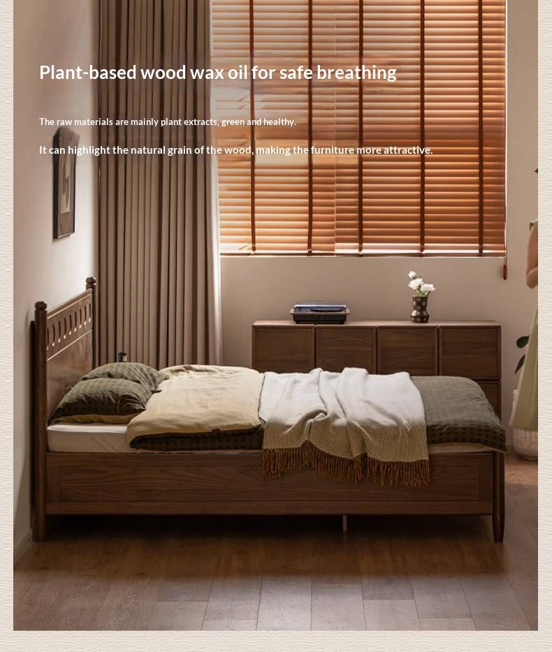 Black Walnut Solid Wood Box Bed — Italian Light Luxury Fully Openable Bed