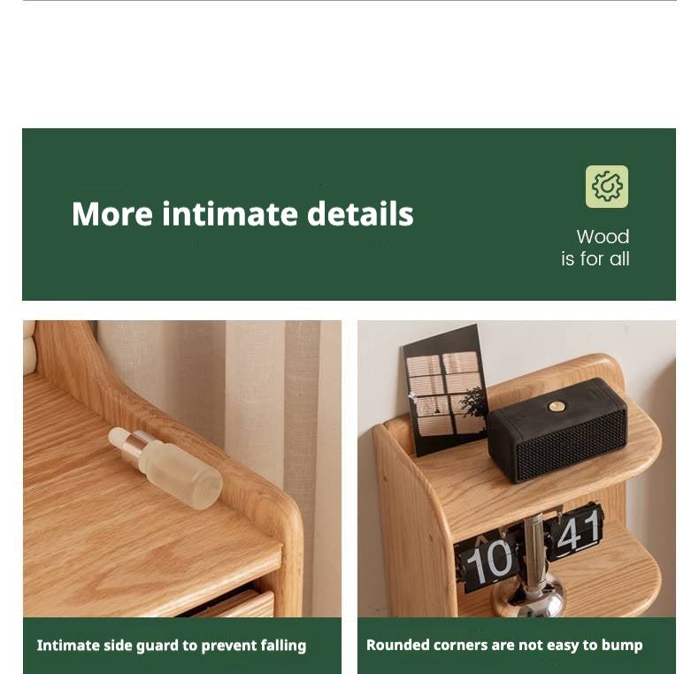 Oak Solid Wood Modern Nightstand.