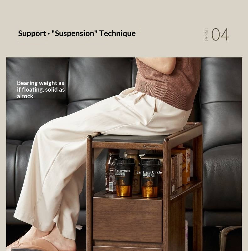 Sandalwood Solid Wood Italian Style Light Luxury Rock Board Side Table