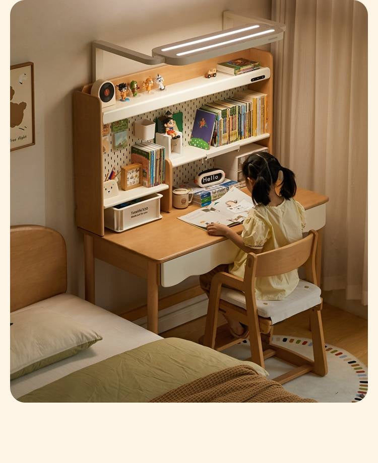 Beech Solid Wood Children's Desk Adjustable Writing Desk
