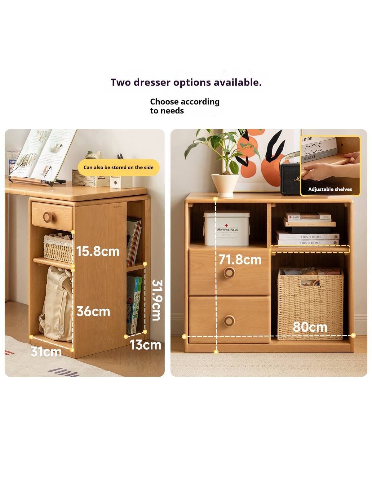 Beech Solid Wood Telescopic Student Writing Desk