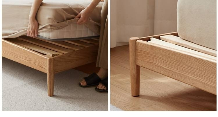 Oak Solid Wood Modern Simple Large Bed