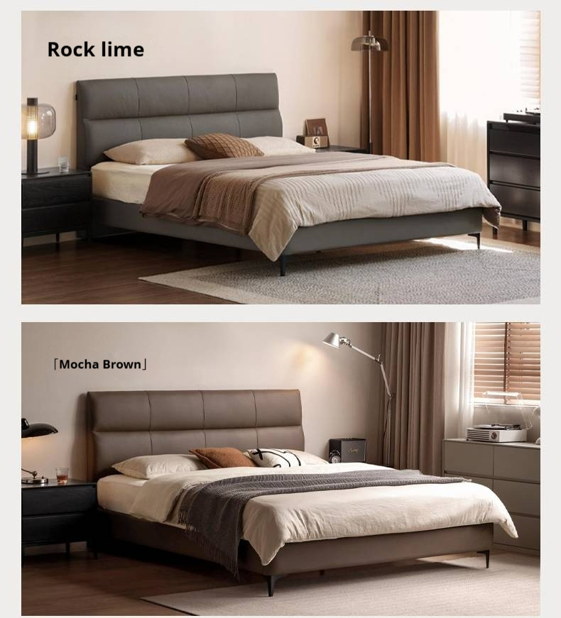 Luxury Genuine Leather Modern Minimalist Bed