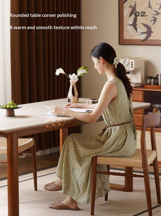 Tulipwood Solid Wood Antique Style Rock Board Dining Table