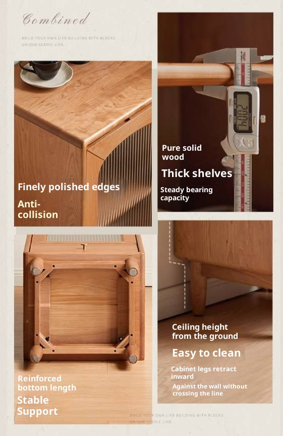 Cherry Solid Wood Vintage Style Side Cabinet