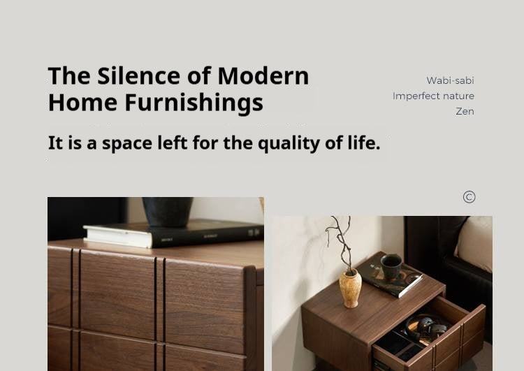 Black Walnut, Oak Wood Wabi-Sabi Style Nightstand