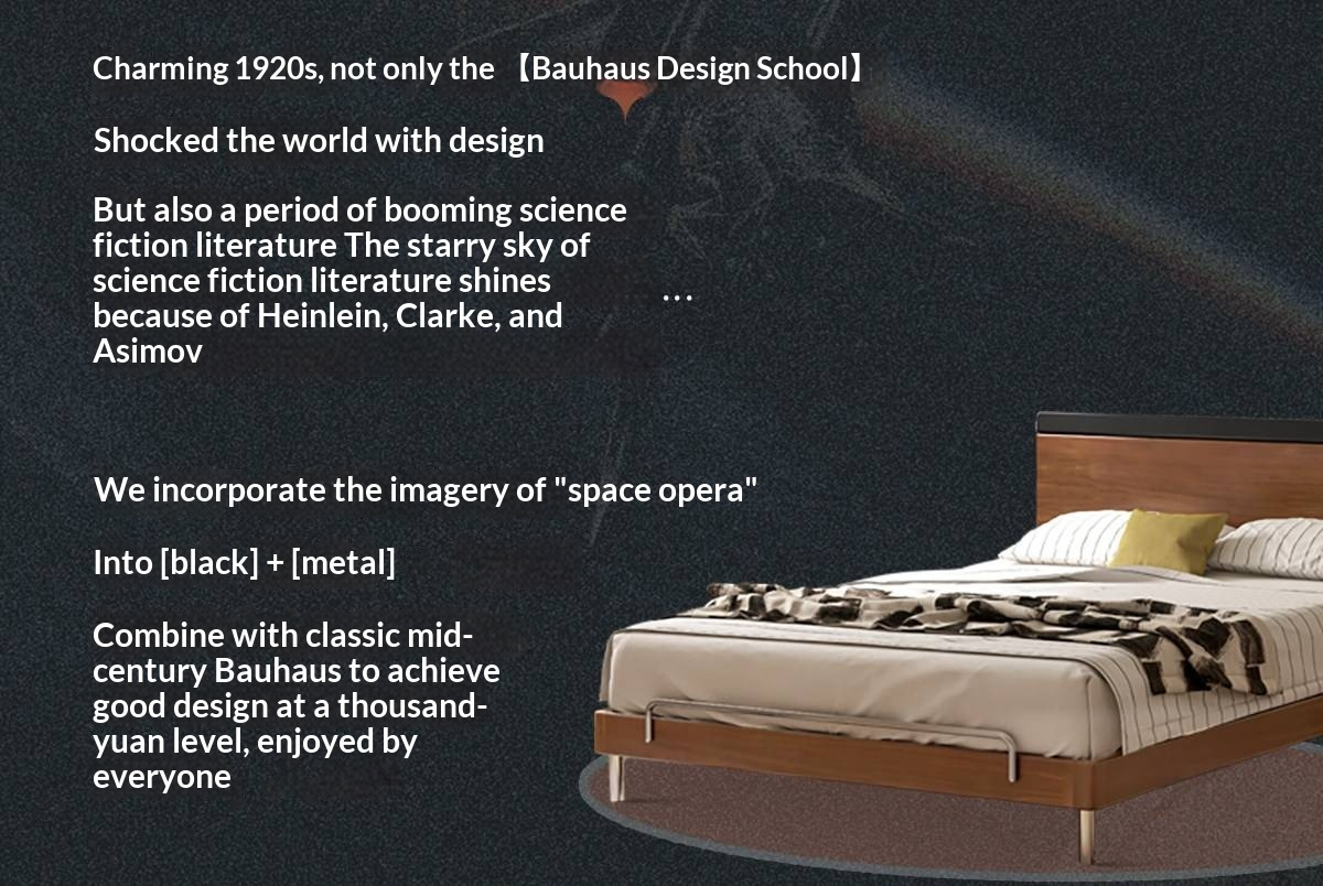 Rubberwood Solid Wood Platform Bed with Metal Legs and Two-Tone Headboard