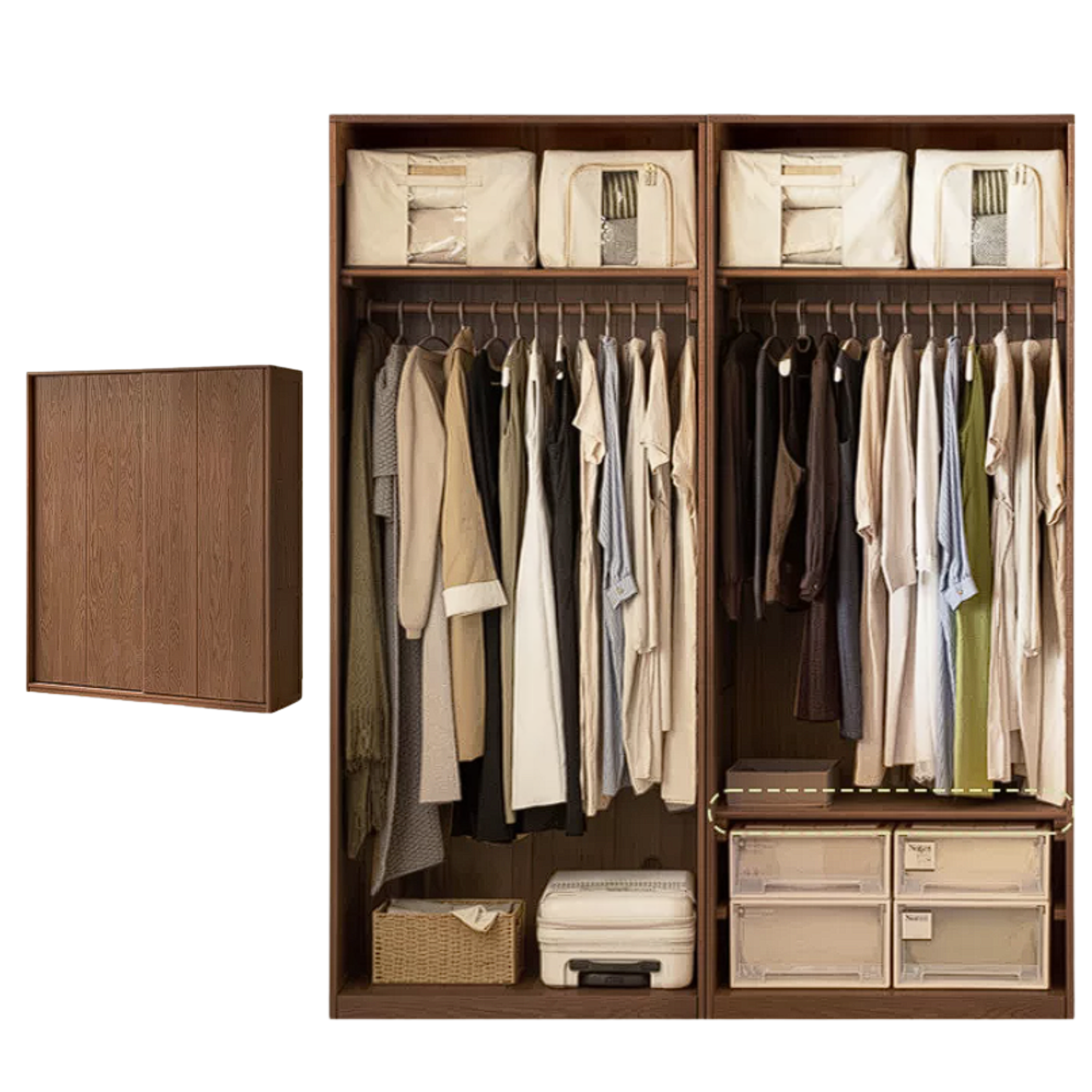 Oak Solid Wood Sliding Door Wardrobe.