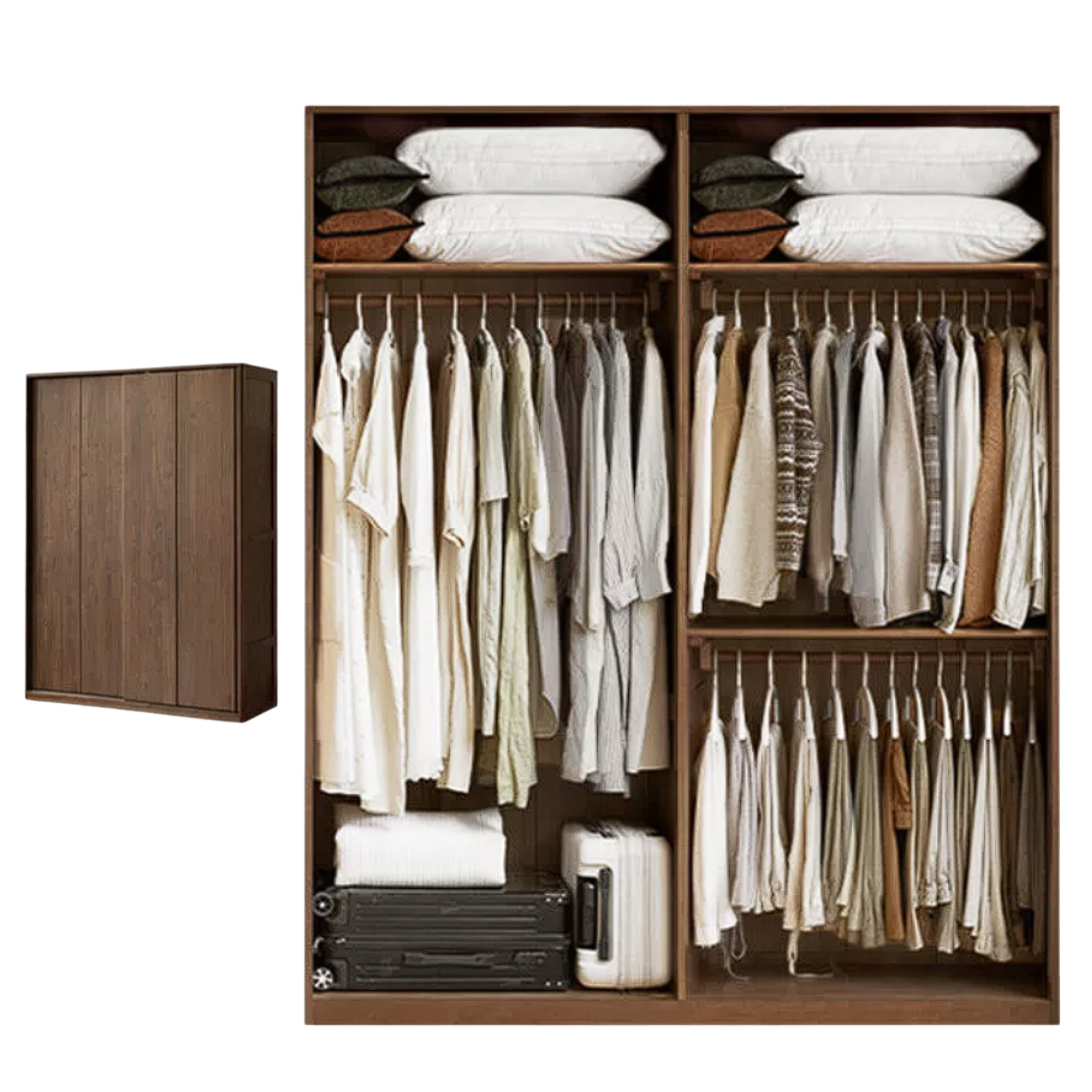 Black Walnut, Sandalwood Sliding Door Wardrobe.