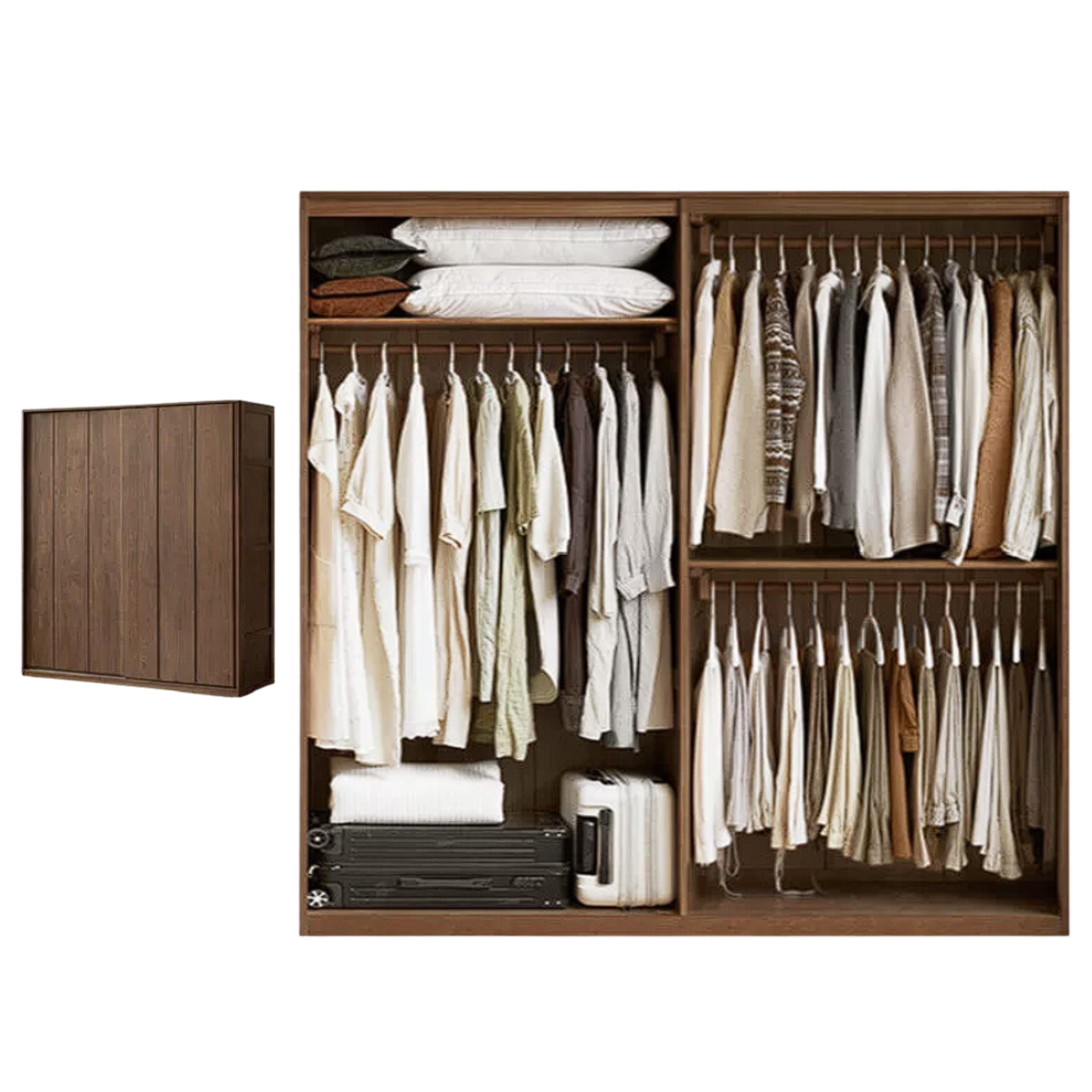 Black Walnut, Sandalwood Sliding Door Wardrobe.