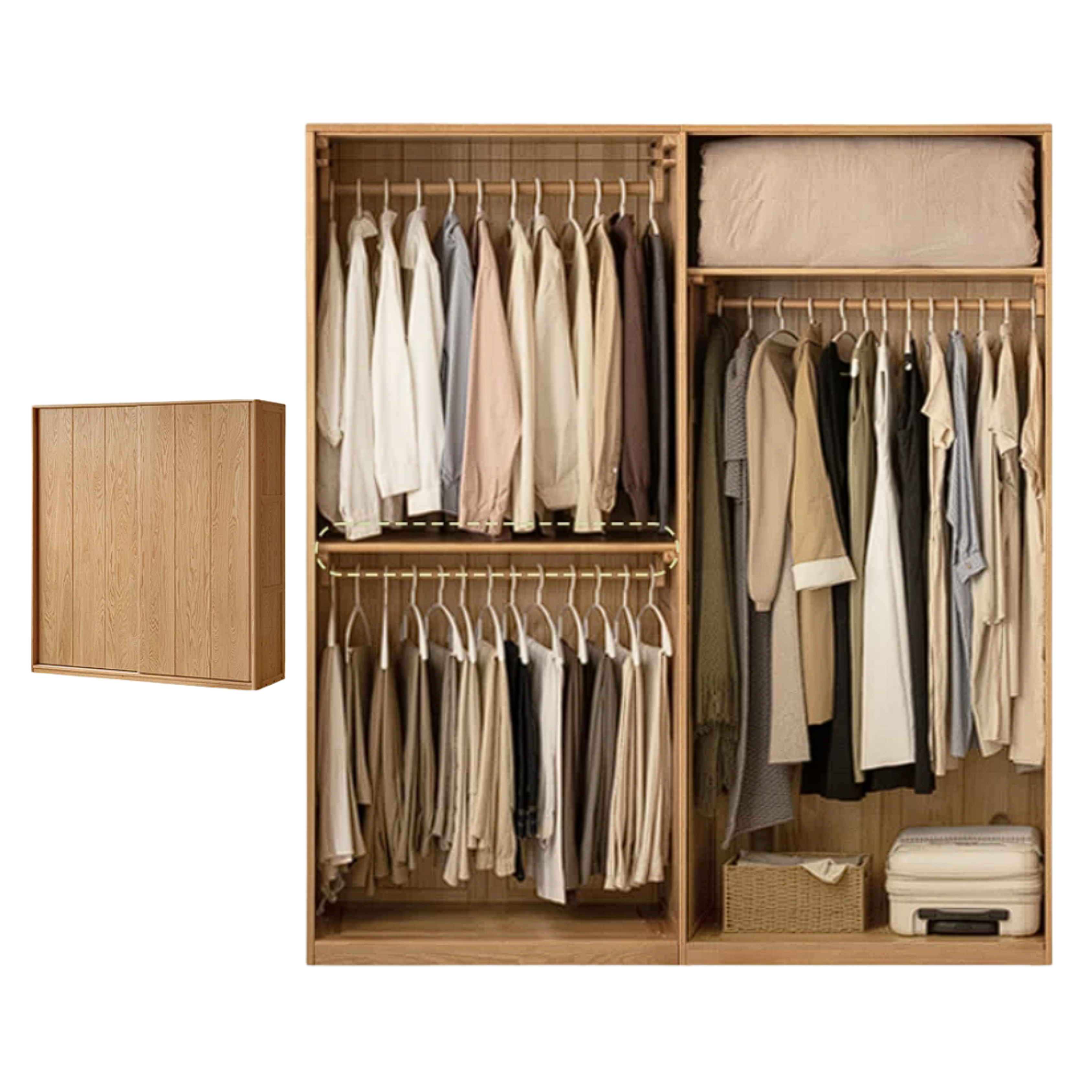 Cherry Wood Sliding Door Retro Wardrobe