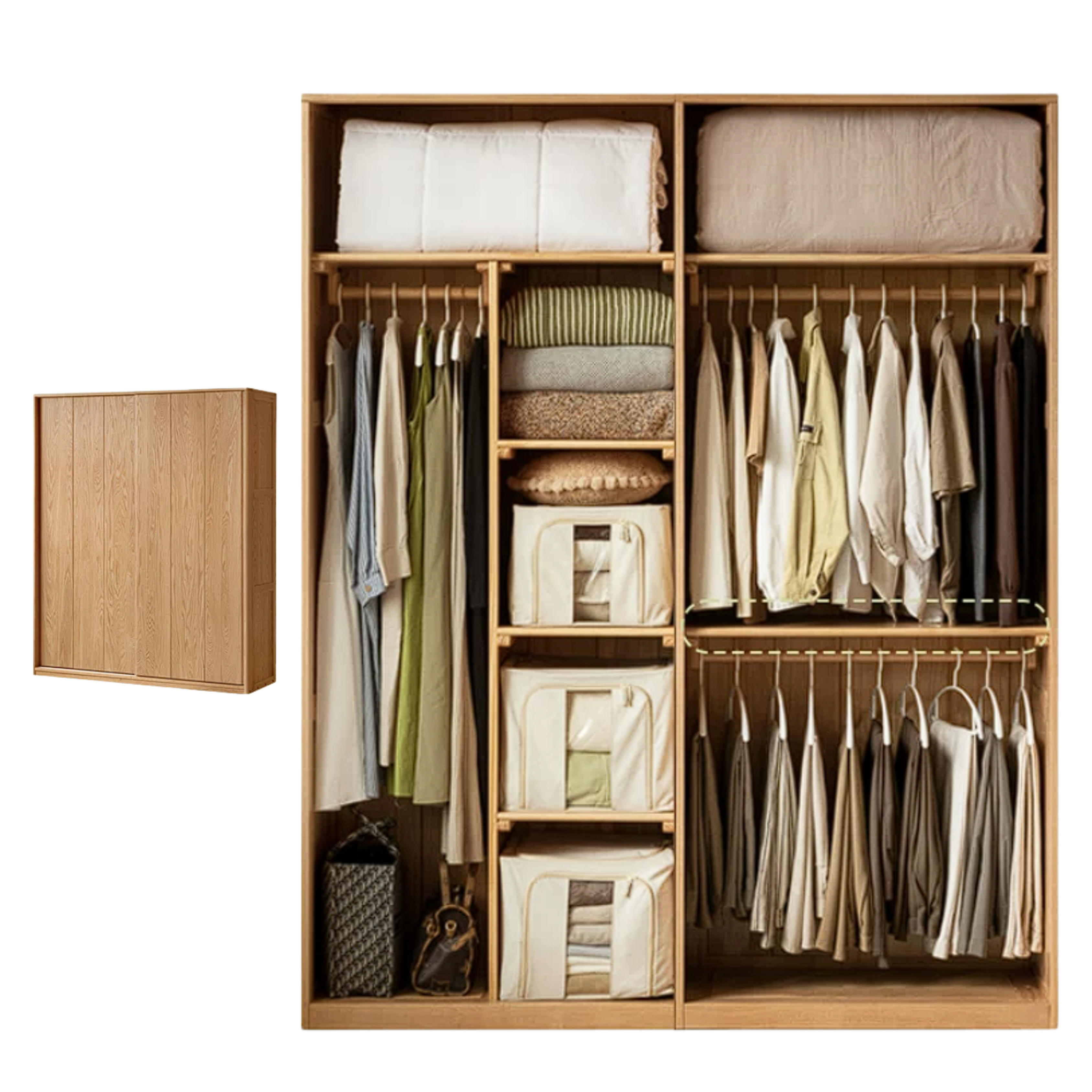Cherry Wood Sliding Door Retro Wardrobe