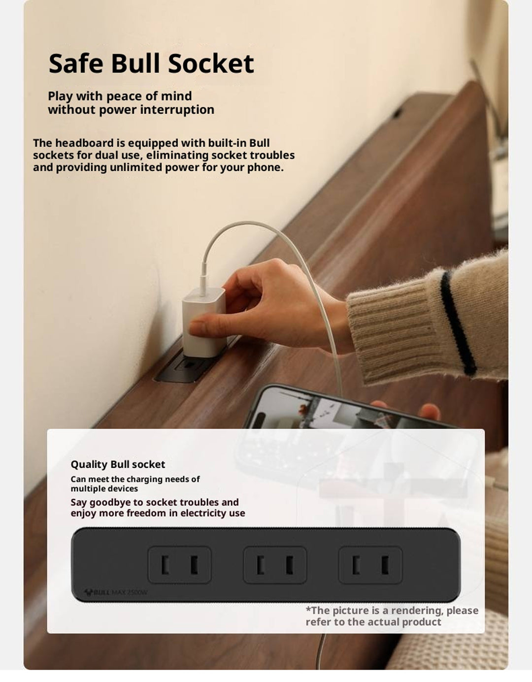 Black Walnut Solid Wood Suspended Modern Simple Bed