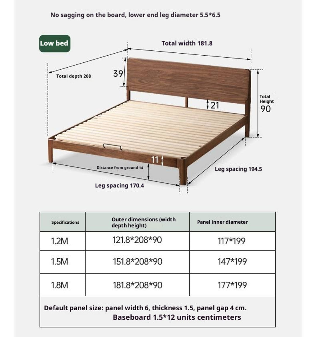 North American Black Walnut, Oak, Catalpa Solid Wood Modern Minimalist Bed