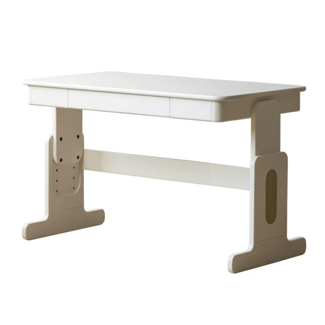 Solid Rubberwood Lift Study Desk Adjustable White Kids Desk
