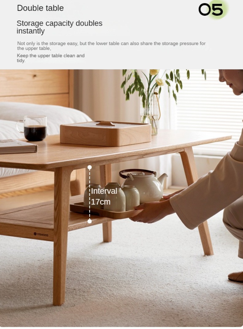 Rubberwood, Oak, Beech Solid Wood Modern Coffee Table