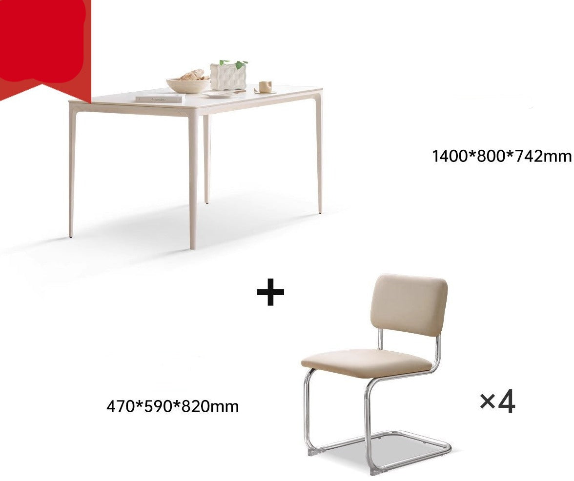 Iron-cream rock slab dining table"