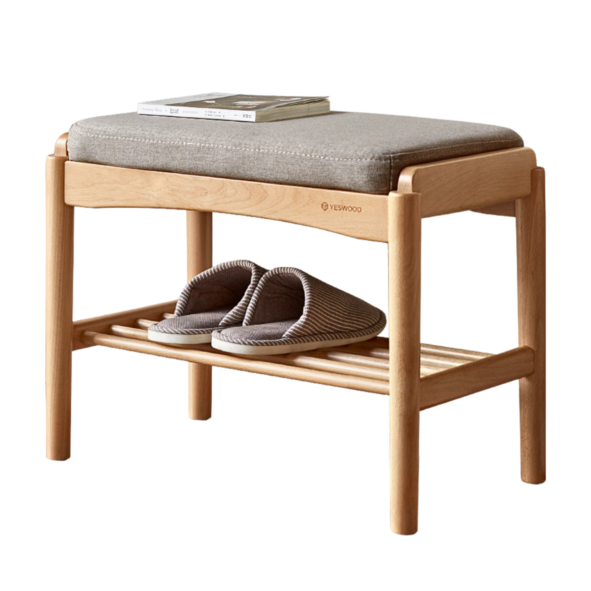 Back Walnut, Oak, Beech, Cherry Solid Wood Shoe Storage Bench