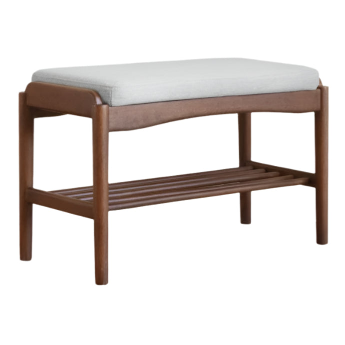 Black Walnut Solid Wood Genuine leather, Fabrics Shoe Changing Stool