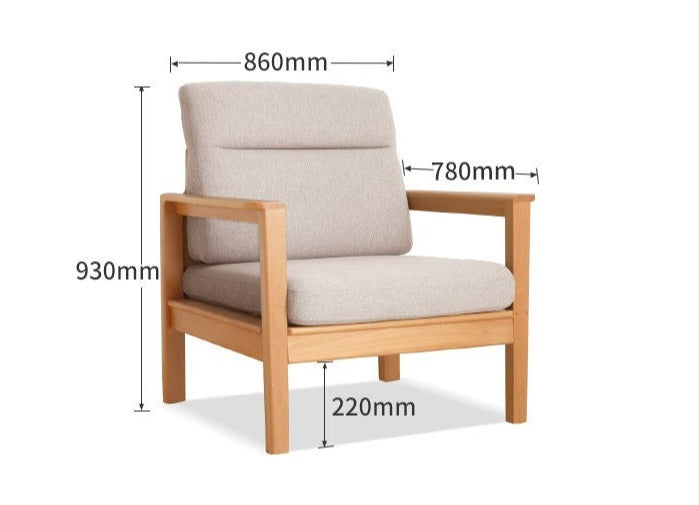 Beech Solid Wood Armchair Modern Minimalist)