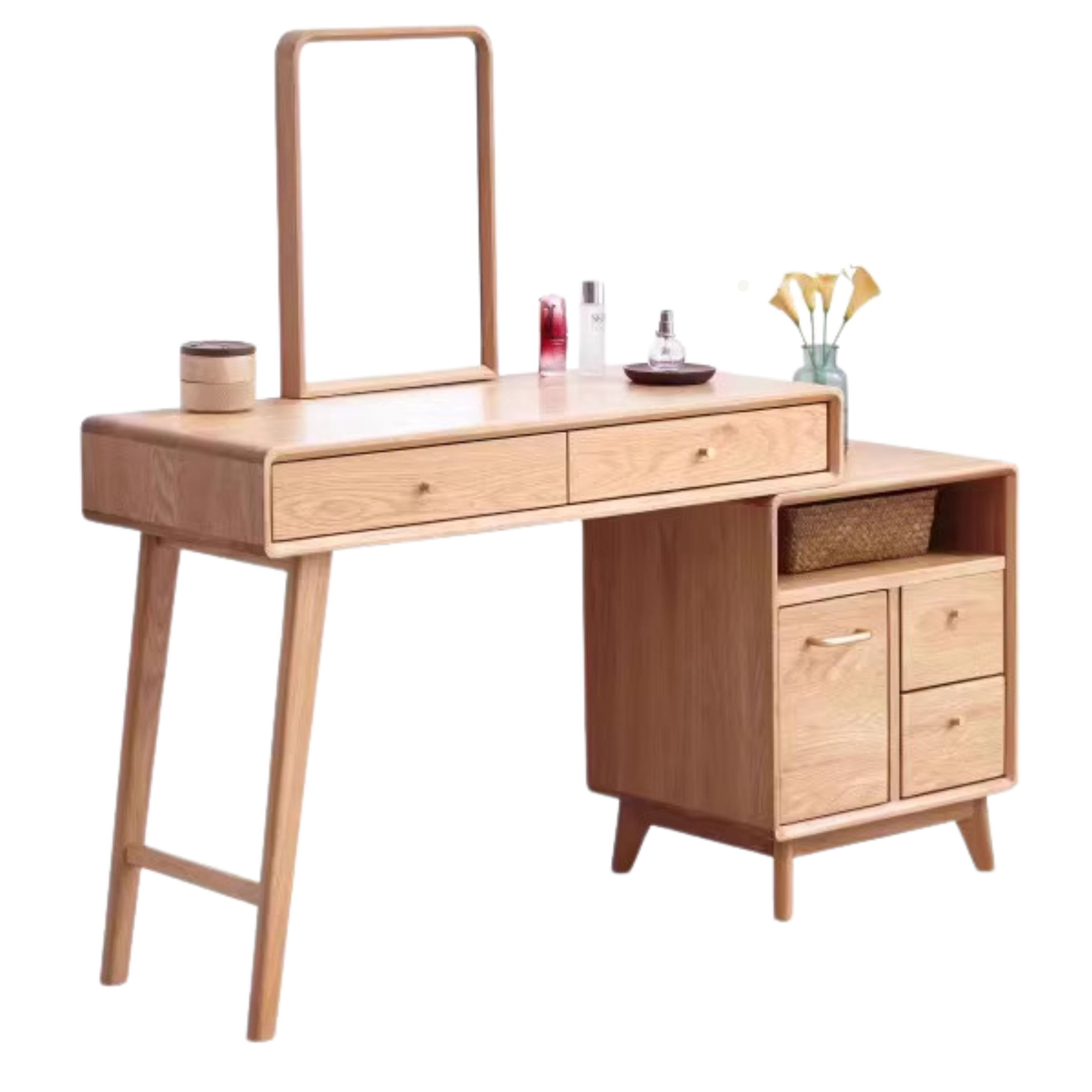 Oak Solid Wood Telescopic Dressing Table Cabinet.