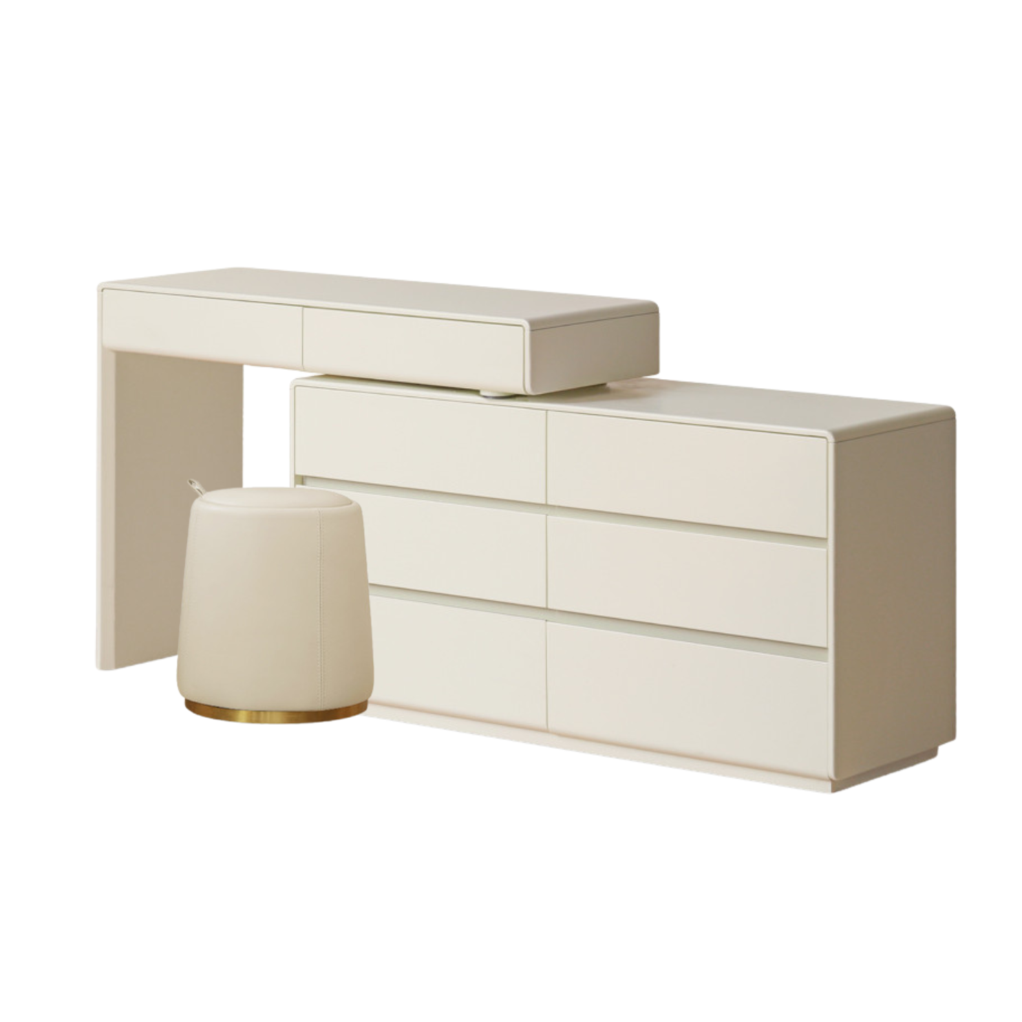 Poplar Solid Wood, Solid Rubberwood L-Shape Dressing Table