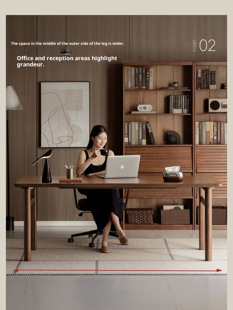 Black Walnut Solid Wood Modern Office Desk