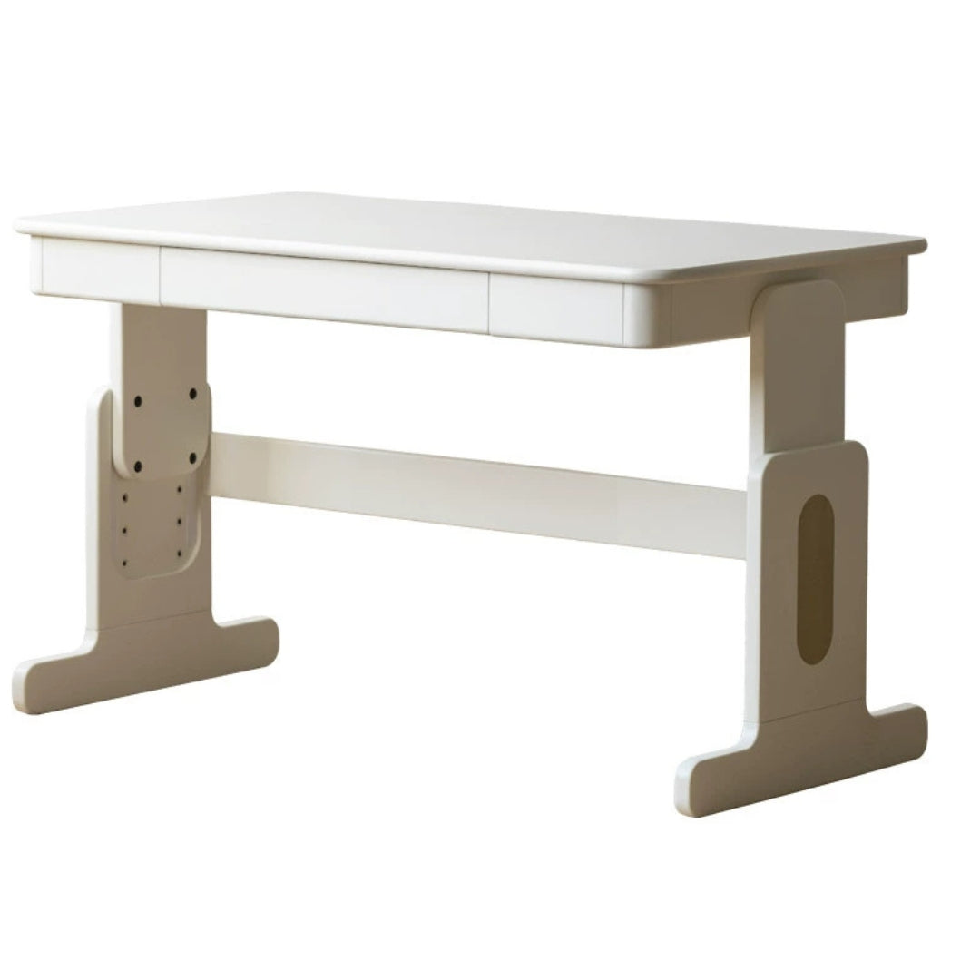 Solid Rubberwood Lift Study Desk Adjustable White Kids Desk