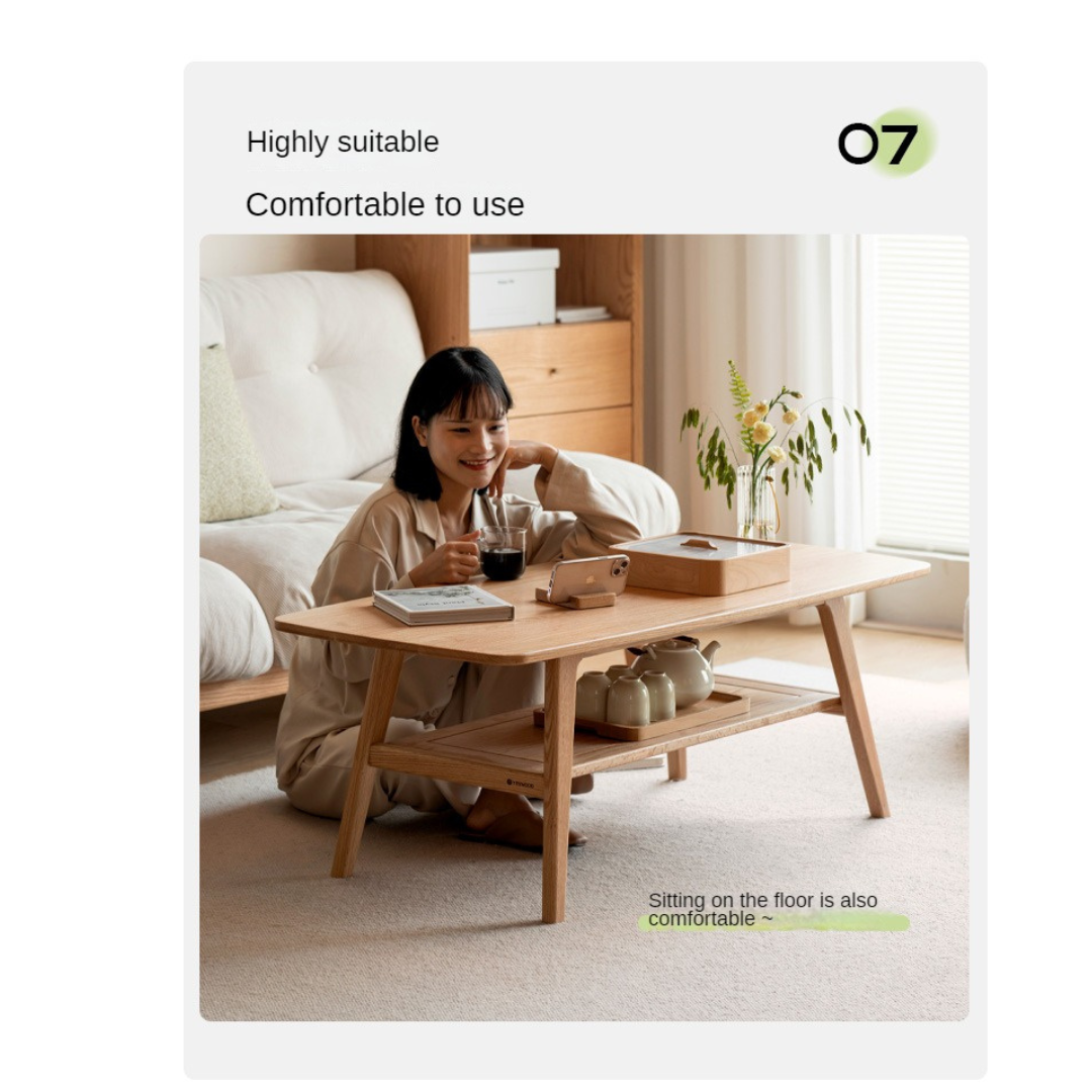 Rubberwood, Oak, Beech Solid Wood Modern Coffee Table