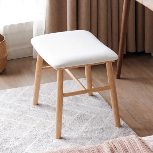 Black Walnut, Oak Solid Wood Vanity Stool with Curved Seat