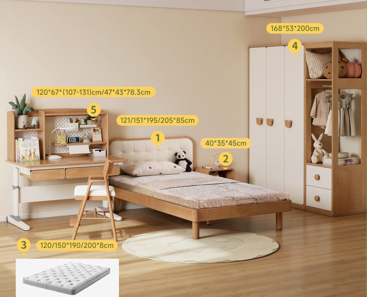 Beech Solid Wood Bedroom Furniture Set Children's Bed Montessori.