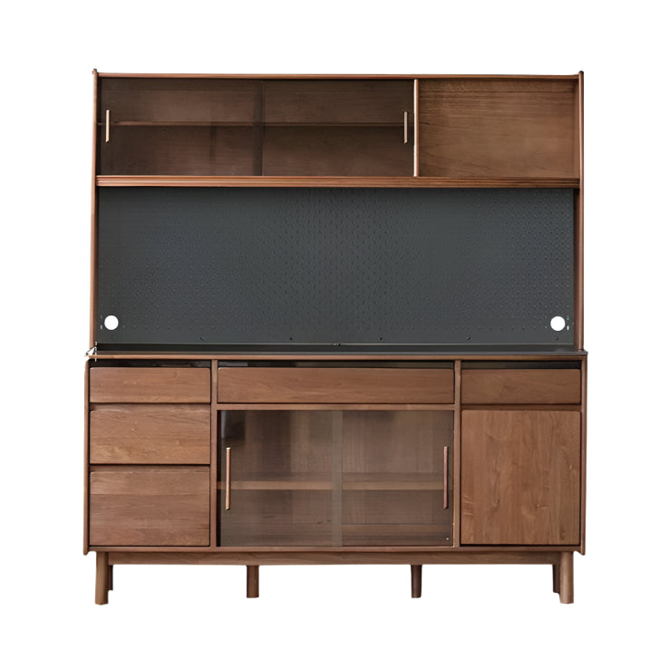 Black Walnut, Sandalwood Solid Wood Light Luxury Rock Plate Sideboard