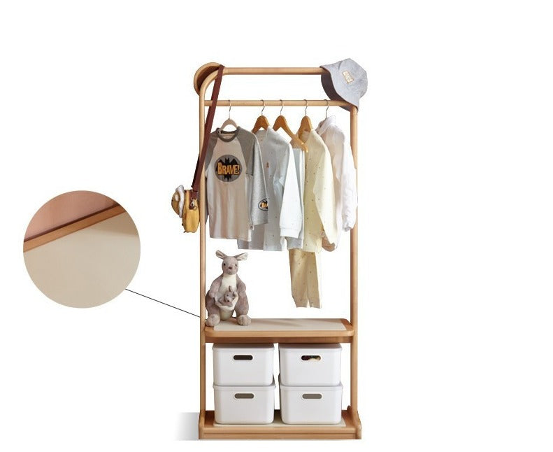 Beech solid wood kids coat rack floor hanger"