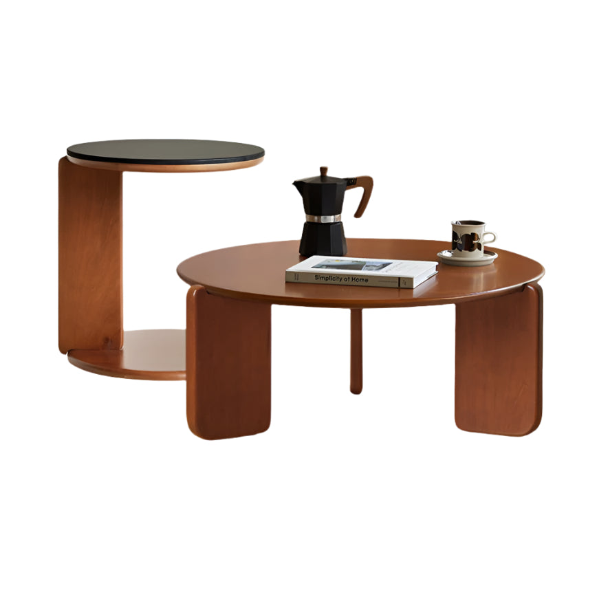 Poplar Solid Wood Rock Board Medieval Round Coffee Table