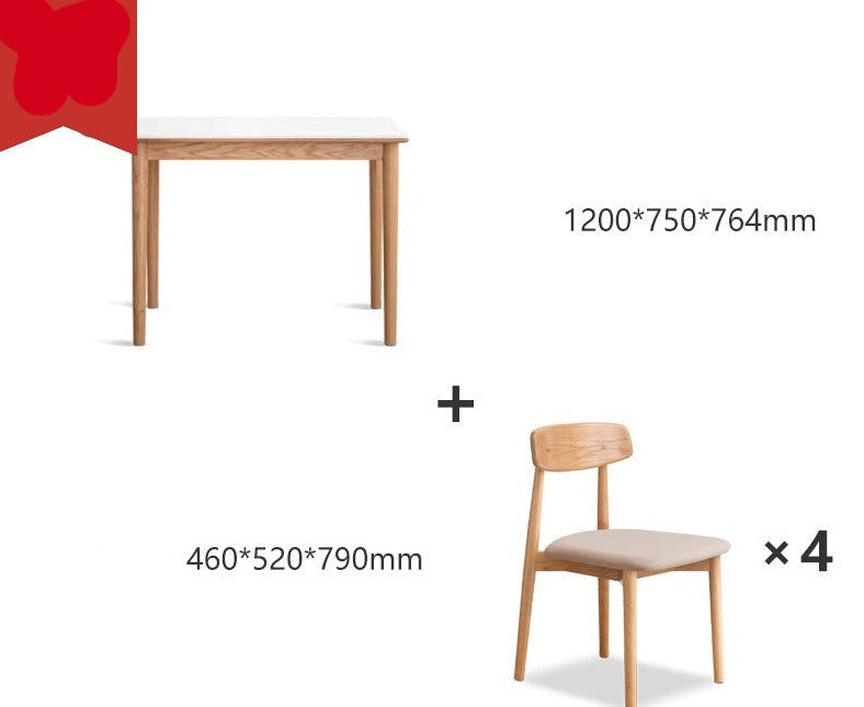 Rock slab Oak Solid wood semi-circular dining table "