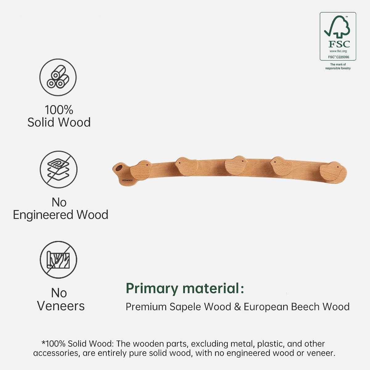 Beech Solid Wood Kids Wardrobe Hanger