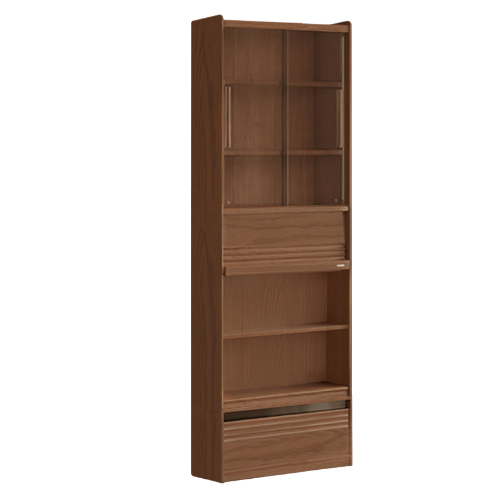 Black Walnut, Sandalwood, Oak, Ash Solid Wood Combination Bookcase with Floor Display and Luxury Storage