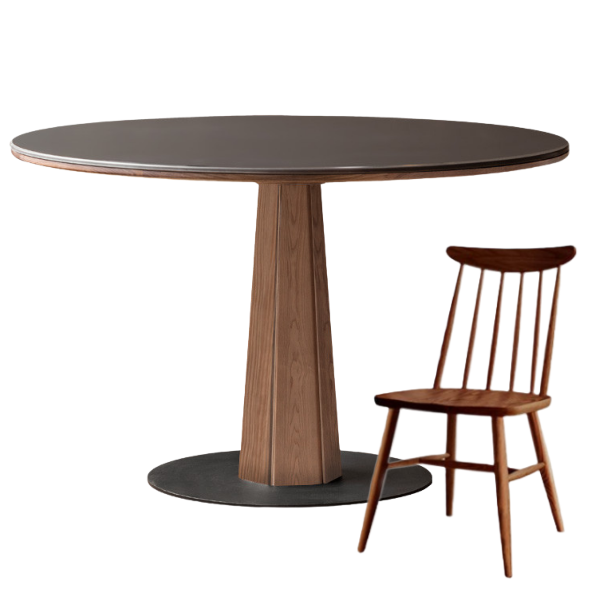 Black Walnut, Ash, Sandalwood Solid Wood Round Dining Table