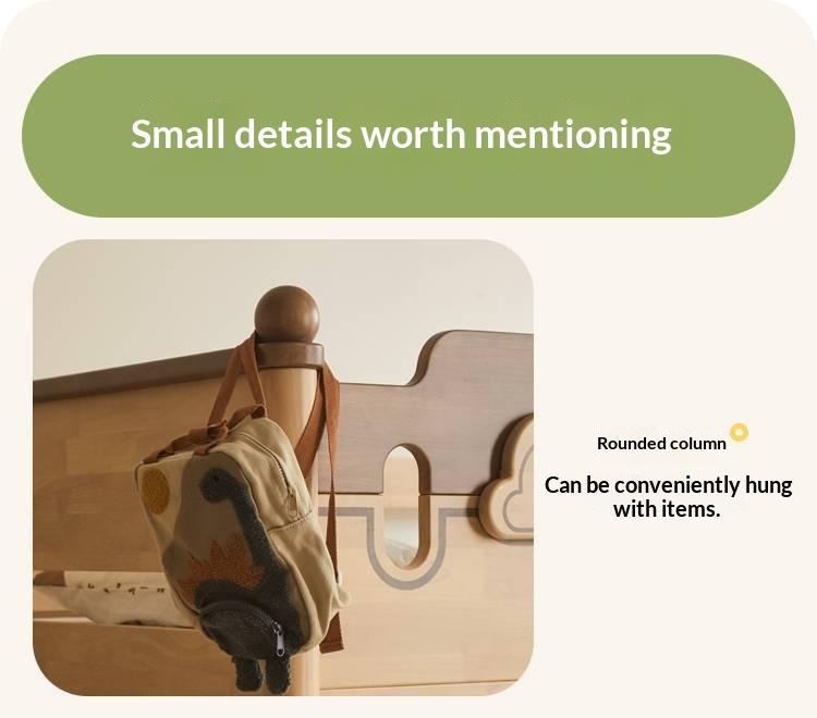 Rubberwood Solid Wood Children's Multifunctional Bunk Bed