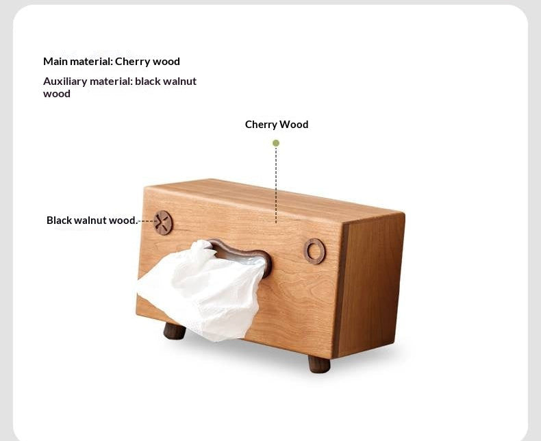Cherry Solid Wood Tissue Box with Clean Minimal Design
