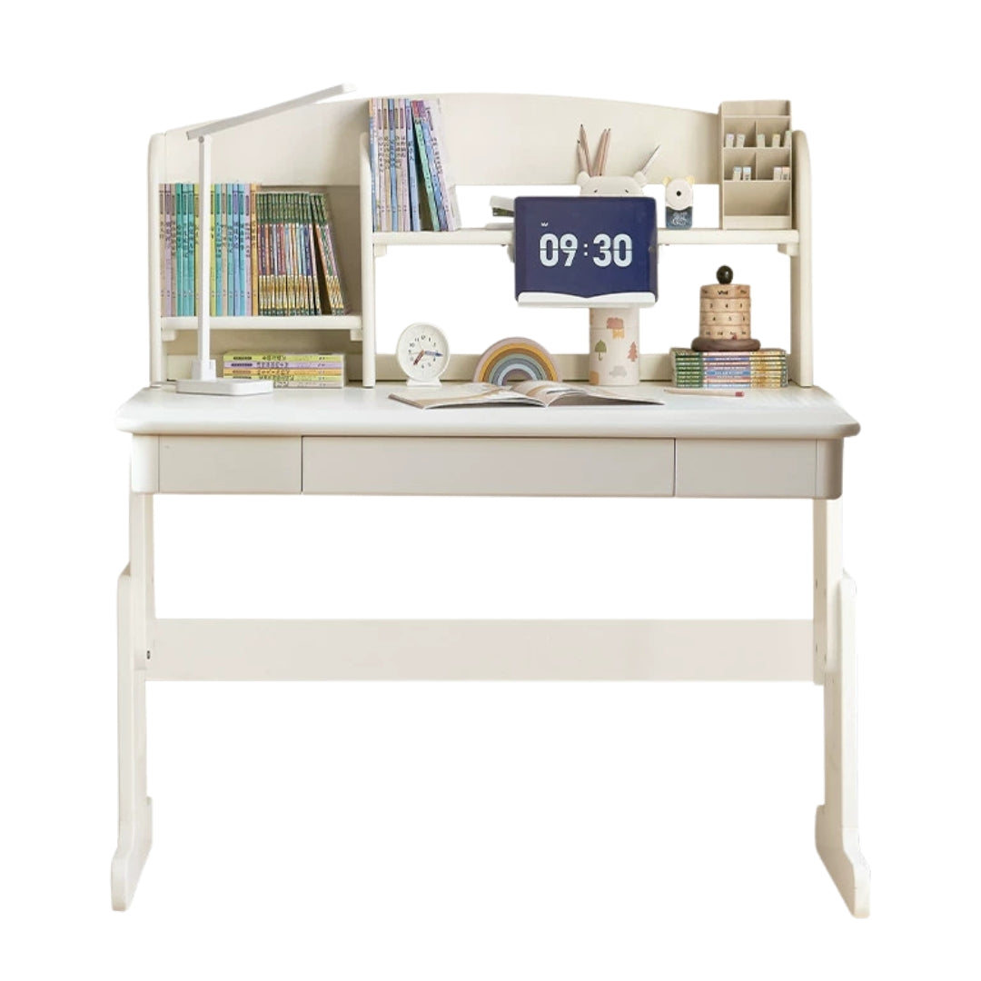Solid Rubberwood Lift Study Desk Adjustable White Kids Desk