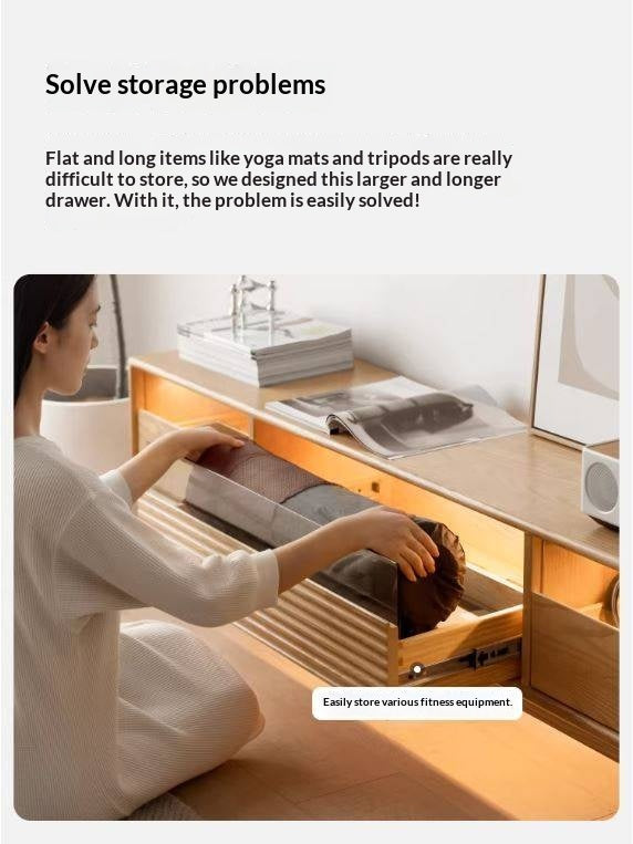 Ash Solid Wood Floor Modern Rock Board TV Cabinet.