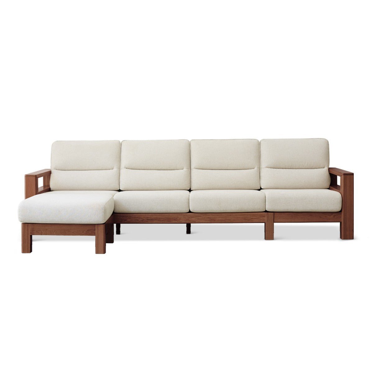 Ash, Black Walnut Solid Wood White Wax Fabric Sofa.