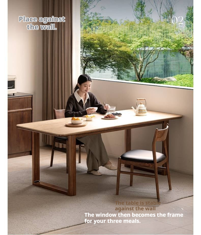 Solid Longan Hardwood Slab Dining Table with Antique-Inspired Retro Design