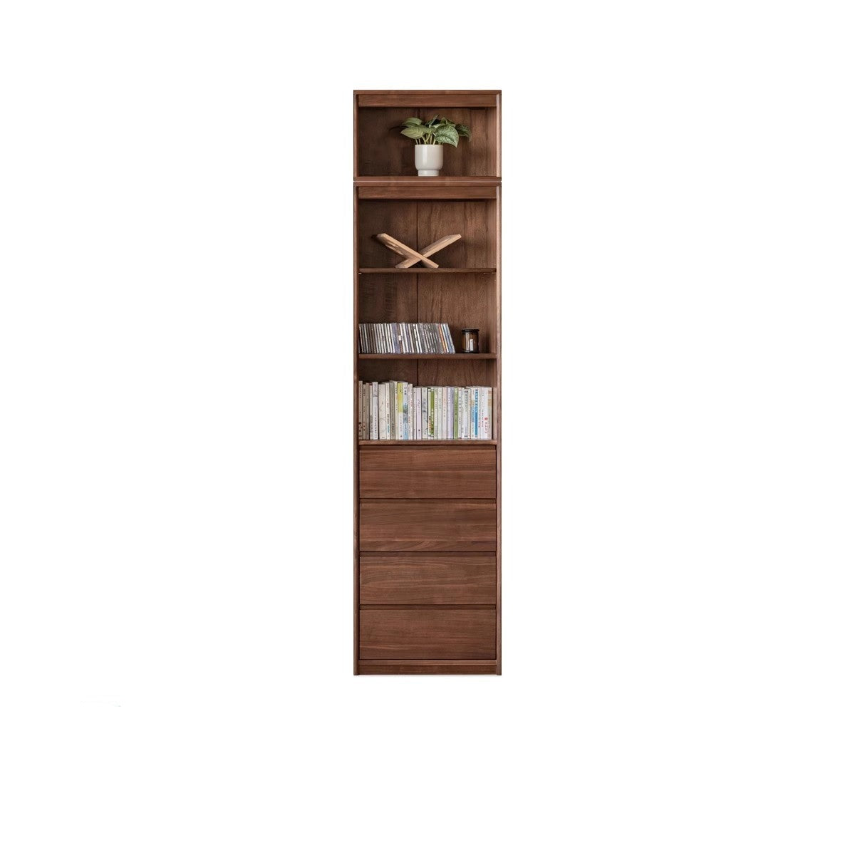 Black Walnut Solid Wood flat glass Double-door bookcase